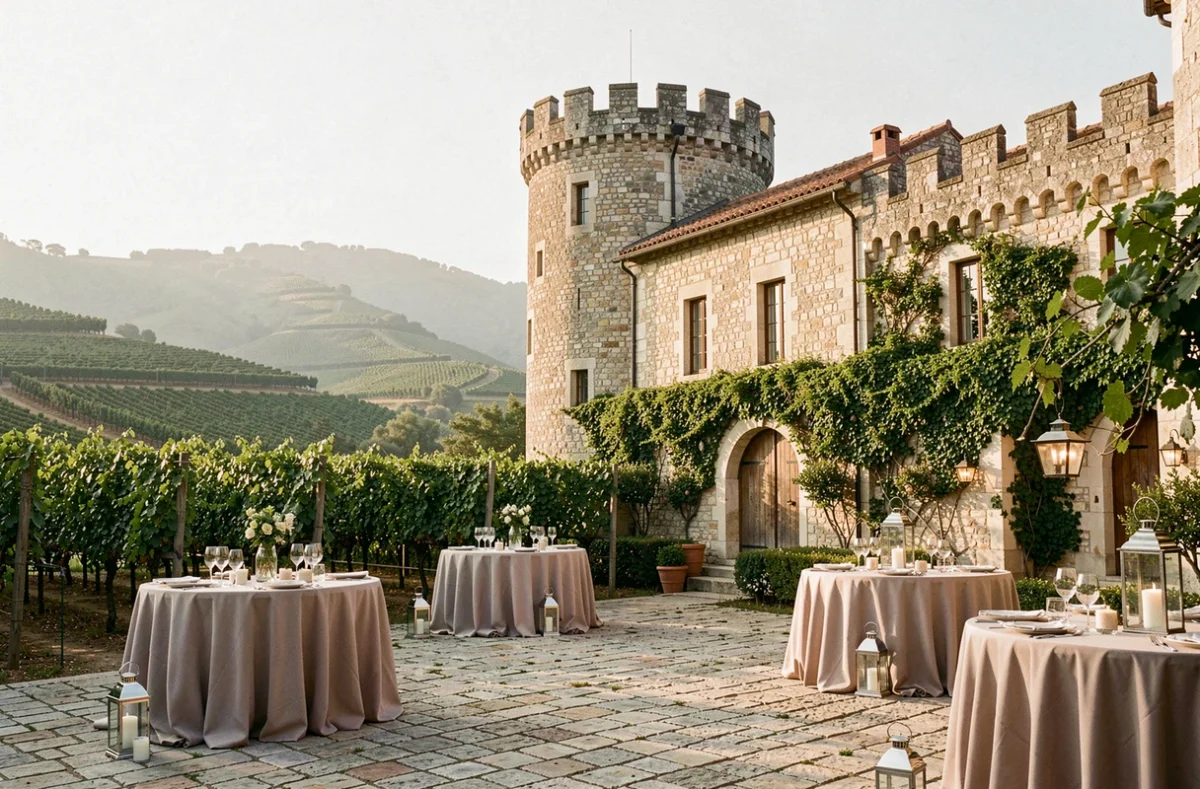 Château Guilhem, château médiéval avec tour et vignobles en terrasses pour mariages en Hérault