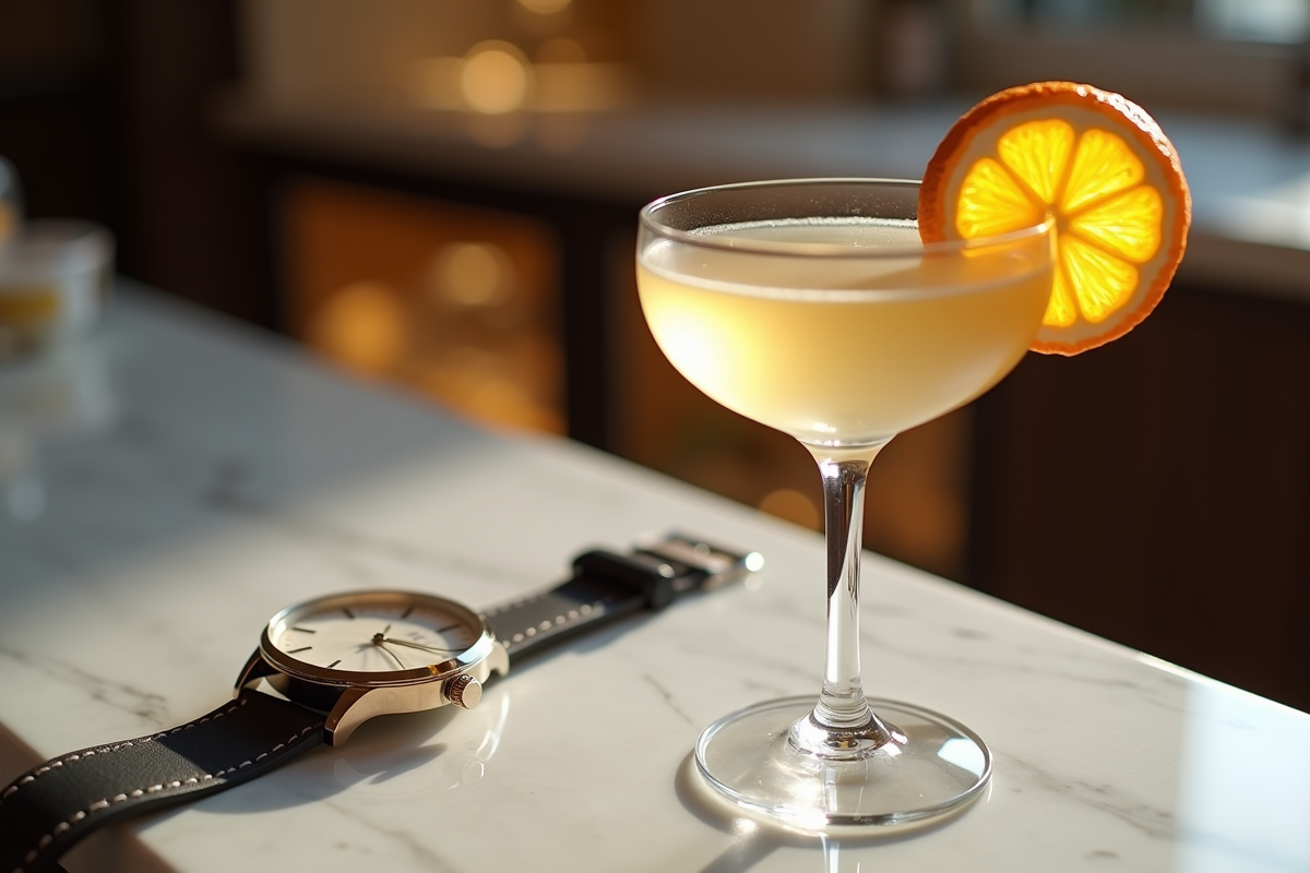 Cocktail élégant avec tranche d