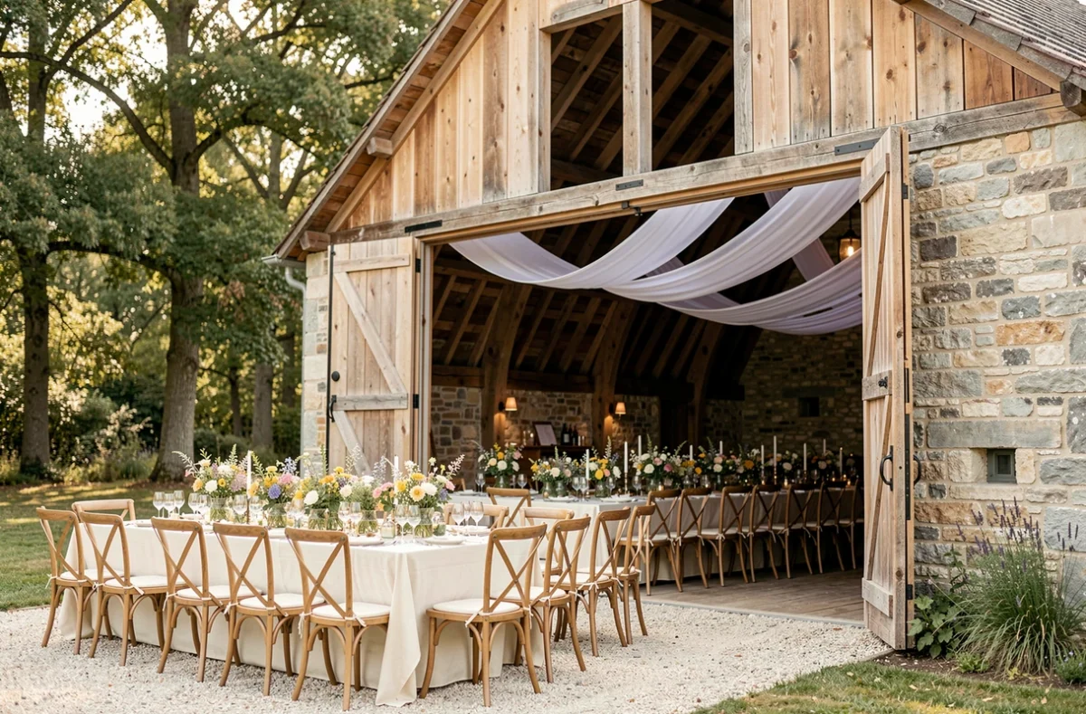 Domaine Le Grand Belly, grange en pierre convertie en salle de réception pour mariage dans le Tarn