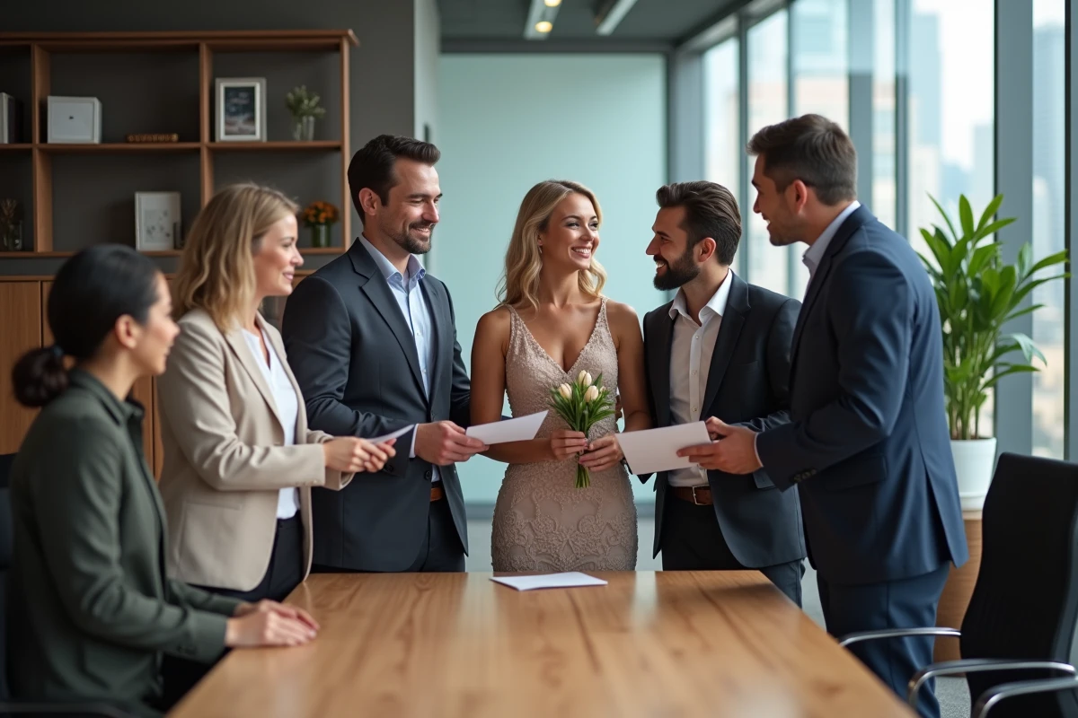 Groupe de professionnels autour d