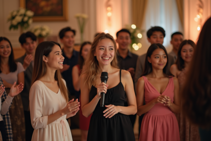 Groupe d'adultes et adolescents lors d'une fête animée