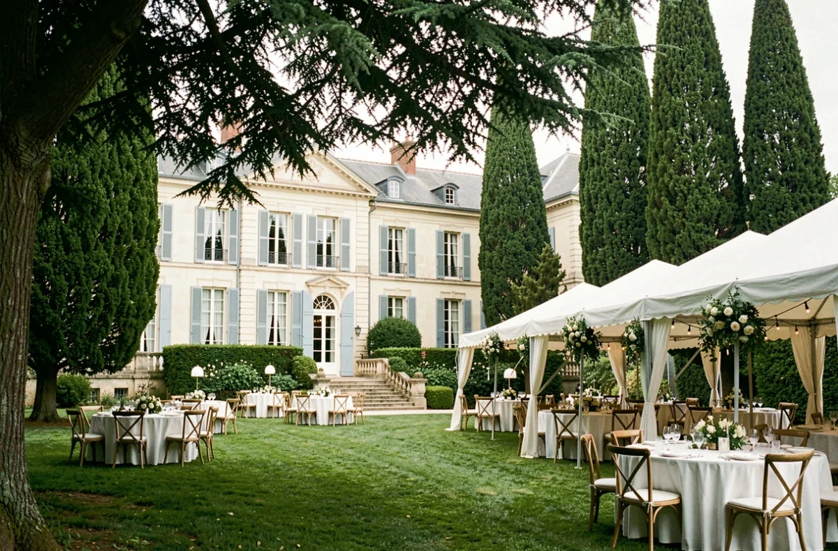 Les Cèdres Bleus, domaine avec cèdres centenaires et pelouse dressée pour réceptions de mariage en Tarn-et-Garonne