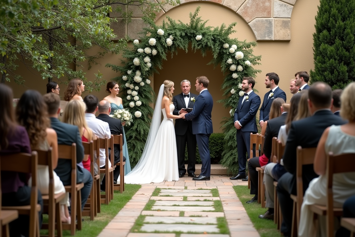 Jeune couple échangeant leurs vœux lors d