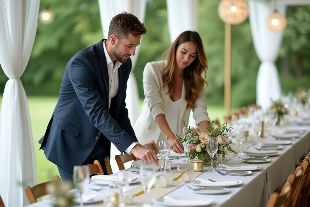 Organisateurs de mariage mesurant l